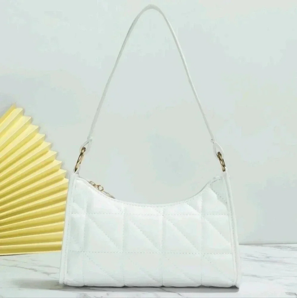 Cross stitch minimalist white zipper purse bag decor satchel womens girls cute